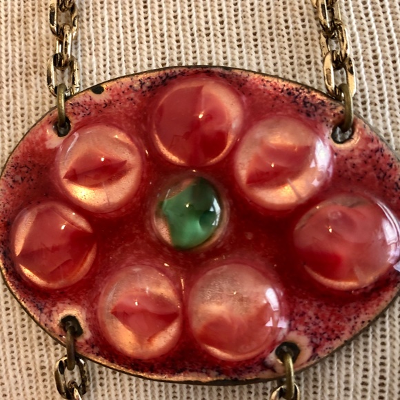 Vintage Enamel Brutalist Modernist Bib Necklace - Picture 8 of 9